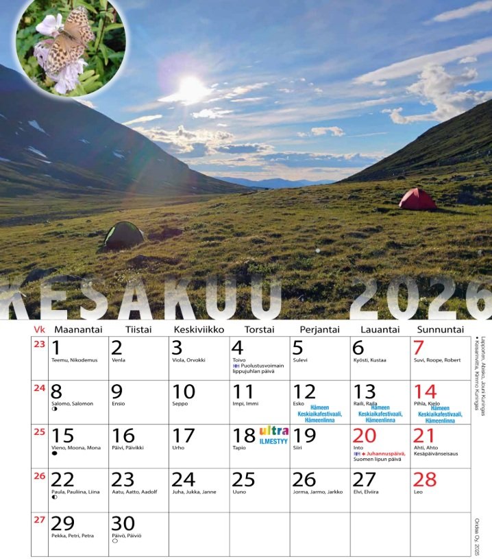 Ultran luontokalenteri 2026 - Lappi ja vaellukset - Image 3